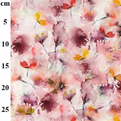 Organic Printed Jersey Pink Floral Fabric 0.5m