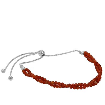 5cts Carnelian Faceted Rounds Approx 1mm with 925 Sterling Silver Slider Bracelet 10Inch 
