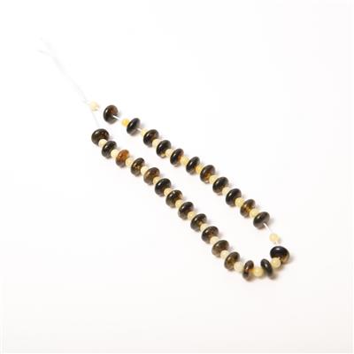 Baltic Earthy Amber Saucers (8mm) with Off-White Amber Rounds (4mm), 20cm Strand