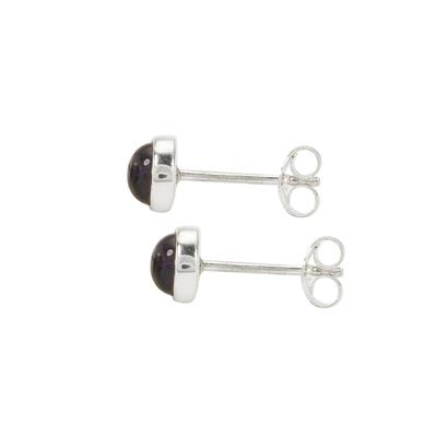 925 Sterling Silver Stud Earring with Amethyst, Approx 5x15mm (Pair of 1)