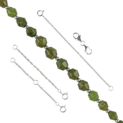925 Sterling Silver, Vesuvianite Faceted Bicone Project With Instructions By Claire Macdonald