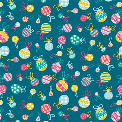 Liberty Deck the Halls Tumbling Baubles Pastel Fabric 0.5m