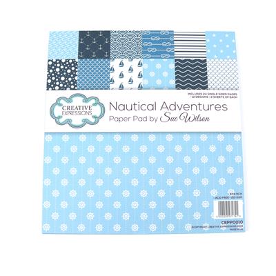 Creative Expressions Sue Wilson Nautical Adventure 8 in x 8 in Paper Pad 210gsm