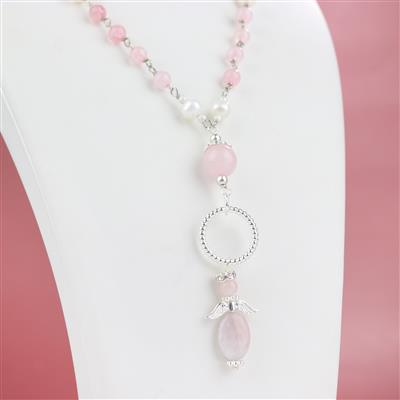 Angel Mini Makes with Rose Quartz with Silver Plated Base Metal Findings