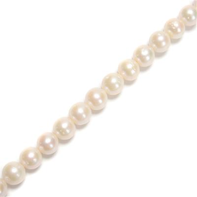 White Edison Cultured Nucleated Pearls, Approx 9-11m, 38cm Strand