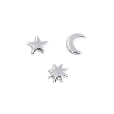 925 Sterling Silver Moon, Star and Sun Solderable Accents