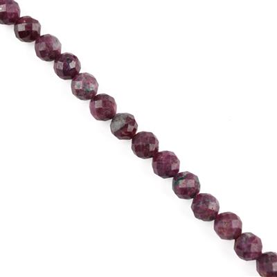 130cts Natural Ruby Faceted Rounds Approx 6mm, 38cm Strand