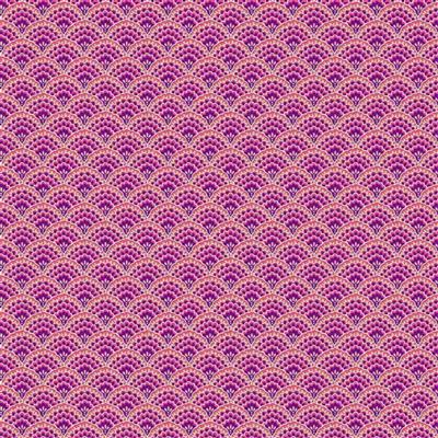 Makower Luxe Scallop Pink Metallic Fabric 0.5m