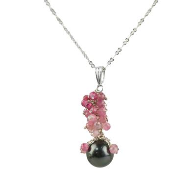 Tahitian Pearl & Ombre Rubelite Cluster Necklace by Suzie Menham