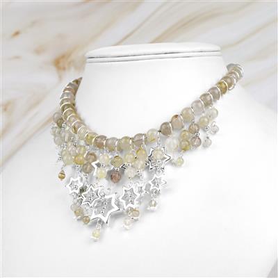 Golden Rutile Quartz, Silver Plated Base Metal Star Shaped Halo Project With Downloadable Instructions By Linda Brumwell