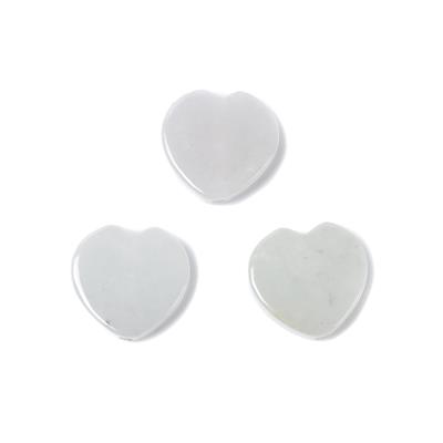60cts 3x Jade Flat Hearts, Approx 20mm with 2mm Drill Holes