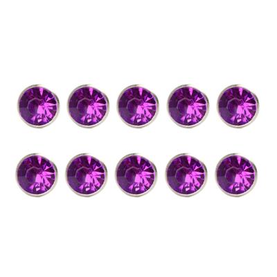 Green Machine 8mm Diamante Rivets with Purple Rhinestone (10 Sets)