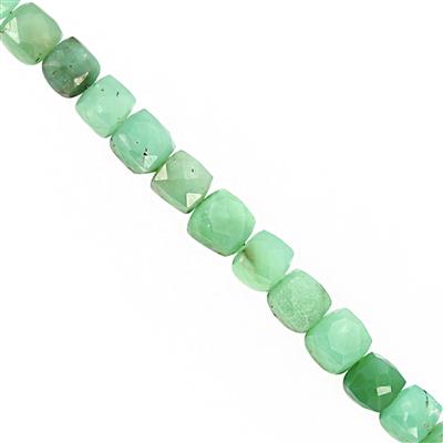 90cts Chrysoprase Center Drill Faceted Square Approx 6 to 9mm, 17cm Strand