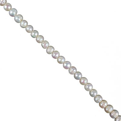 White Freshwater Cultured Ringed Potato Pearls 8-9mm, Approx 38cm Strand