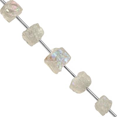 150cts Coated Clear Quartz Hammering Cube Approx 9 to 14mm, 20cm Strand with Spacers