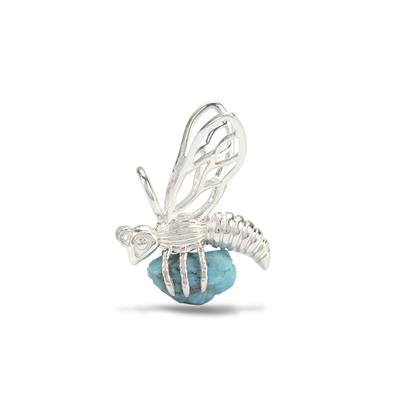 925 Sterling Silver Bee Pendant, with Sleeping Beauty Turquoise, Pendant, Approx 20mm 