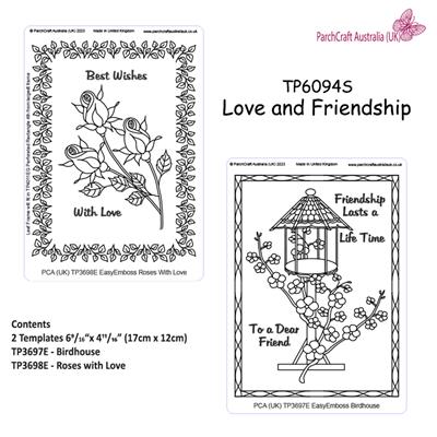ParchCraft Australia (UK) - Love and Friendship  2 Small Templates  with Floral Designs