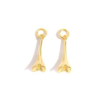 Gold 925 Sterling Silver Cone Bead Cap with Peg, Approx 15x8mm, 2pcs 