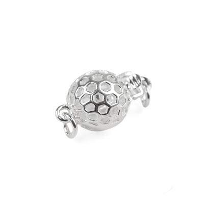 925 Sterling Silver Hollow Checkerboard Ball Clasp