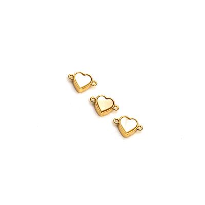 Gold Mother of Pearl & Gold Plated Base Metal Heart Connectors, 10x7mm (3pk)