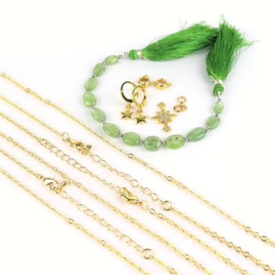 Star Struck! Green Kyanite Rounds with Sparkling Star Findings Kit