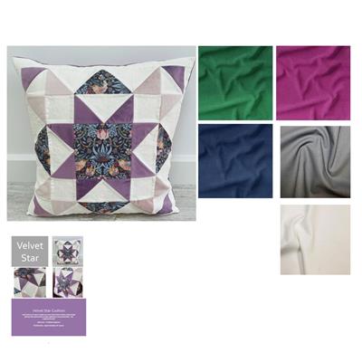 Delphine Brooks' Plain Velvet Patchwork Duo Cushion Kit: Instructions, Velvet F8 x 3 & Plain 0.5m
