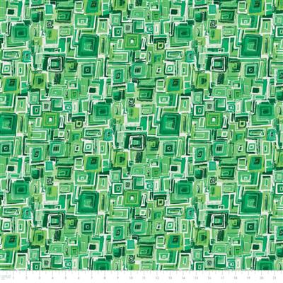 Around The Block Collection Squares Green Fabric 0.5m