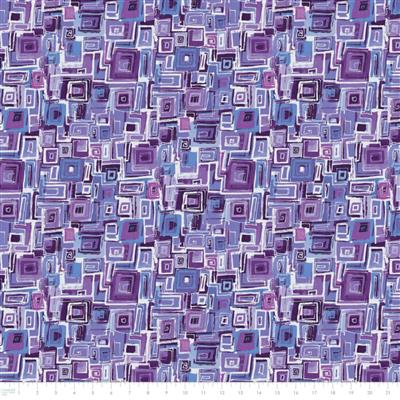 Around The Block Collection Squares Purple Fabric 0.5m