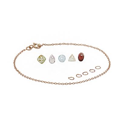 Rose Gold Plated 925 Sterling Silver Bracelet Kit with 2.30cts Red Garnet, Citrine, Sky Blue Topaz, Peridot & Rose De France Amethyst, Approx 7.5Inch