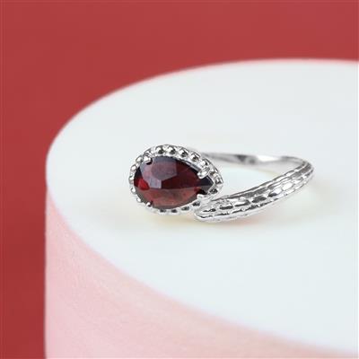 925 Sterling Silver Pear Adjustable Ring Mount with Rhodolite Garnet (To fit 10x7mm gemstone) 1pcs
