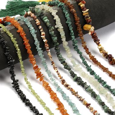 345cts Multi-Gemstone Small Nugget Bundle, Approx 2x1 to 7x2mm, 20cm Strands