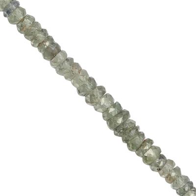 15cts Green Sapphire Graduated Faceted Rondelles Approx 2x1 to 4x2mm, 19cm Strand
