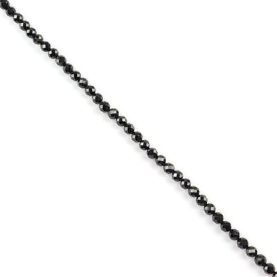 45cts Black Spinel Faceted Rounds Approx 4mm, 38cm Strand