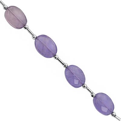 55cts Lavender Fluorite Faceted Oval Approx 13x10 to 14x11mm, 16cm Strand With Spacers