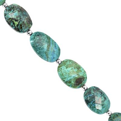 70cts Chrysocolla Faceted Oval Approx 12x9 to 16x11mm, 14cm Strand With Spacers 