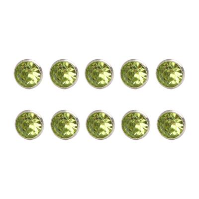 Green Machine 8mm Diamante Rivets with Mint Green Rhinestone (10 Sets)