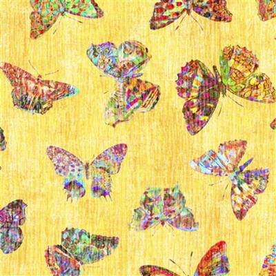 Dan Morris On Painted Wings Collection Butterflies Yellow Fabric 0.5m