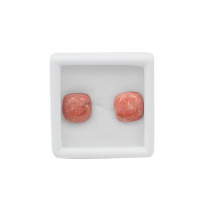  8cts Lady Pink Opal Cabochon Cushion Approx 12mm Gemstone (Set of 2 Pcs)