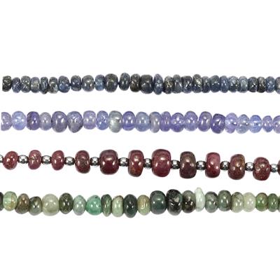 44cts Multi Gemstone Smooth Rondelles, Approx 2x3 to 3x6mm 10cm Strands