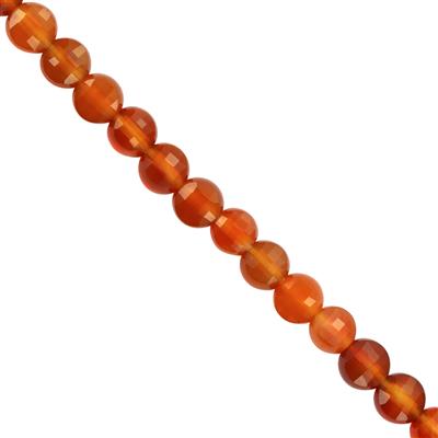 10cts Carnelian Faceted Coin Approx 4mm 20cm Strands 