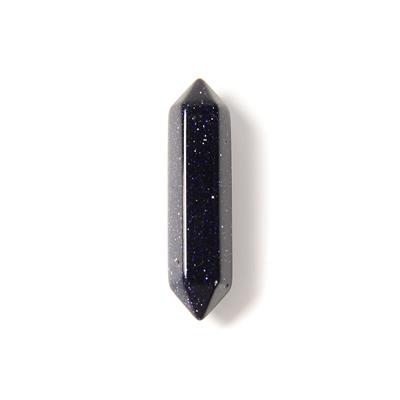 Blue Goldstone Double- Pointed Hexagon Prism Pendant Approx 8x32mm , 1pc