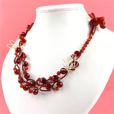  285cts Nanhong Red Agate Dragon Clasp & 6mm Red Agate Faceted Rounds, 38cm Strand & 10mm Red Agate Faceted Rounds, 20cm Strand