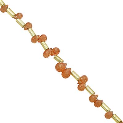 8cts Spessartite Garnet Top Side Drill Graduated Faceted Drop Approx 3.5x2.5 to 6x4.5mm, 10cm Strand with Spacers