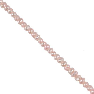 Dyed Pink Freshwater Cultured Potato Pearls Approx 3-4mm, 38cm Strand 