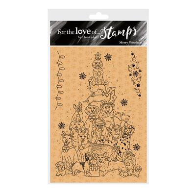 For the Love of Stamps - Merry Woofmas	A6 stamp set.  Contains 3 stamps.
