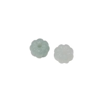 Type A 18cts Green&White Jadeite Pumpkin Beads Approx 11mm, 2pcs