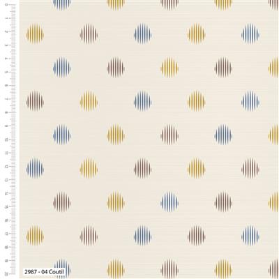 Stuart Hillard Blue Skies And Nutmeg Collection Coutil Fabric 0.5m