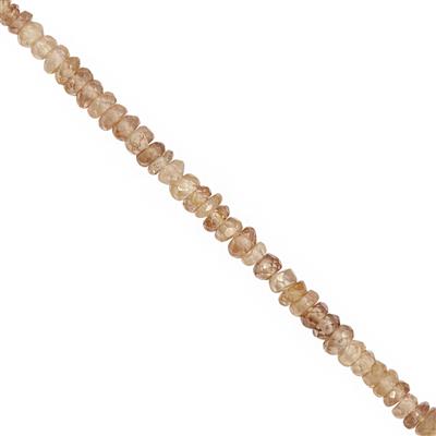 22cts Champagne Zircon Faceted Rondelle Approx 2x1 to 3.5x1.5mm, 18cm Strand