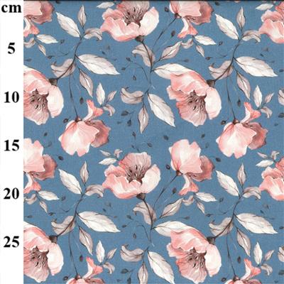 Linen-Viscose Digital Prints Pink Floral Fabric 0.5m