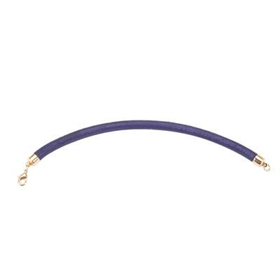 Purple 7mm Leather Cord Bracelet With Rose Gold Base Metal Cord Ends 7.5Inch